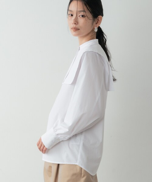 GALLEST(ギャレスト)の「ビッグカラーシャツ(シャツ/ブラウス・レディース・ネイビー/ホワイト/ライトグレー・38)」の17枚目の写真