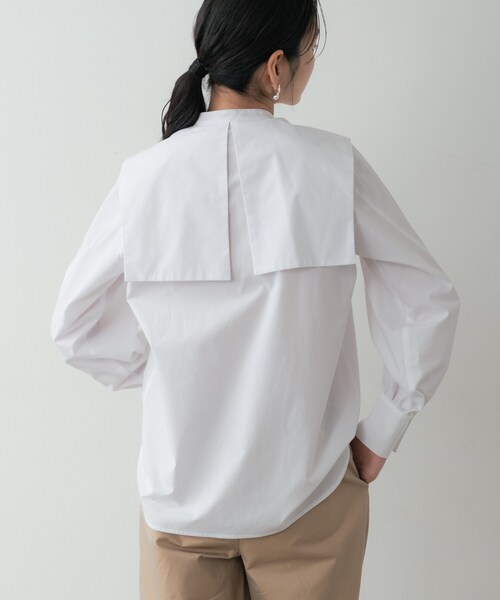 GALLEST(ギャレスト)の「ビッグカラーシャツ(シャツ/ブラウス・レディース・ネイビー/ホワイト/ライトグレー・38)」の18枚目の写真