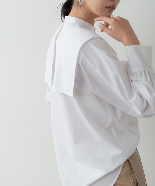 GALLEST(ギャレスト)の「ビッグカラーシャツ(シャツ/ブラウス・レディース・ネイビー/ホワイト/ライトグレー・38)」の19枚目の写真