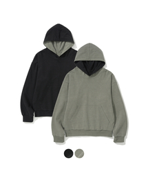 LAB12（ラボ12）の「リバーシブルピグメントフードパーカー（フィグカーキ＋ブラック）（パーカー）」