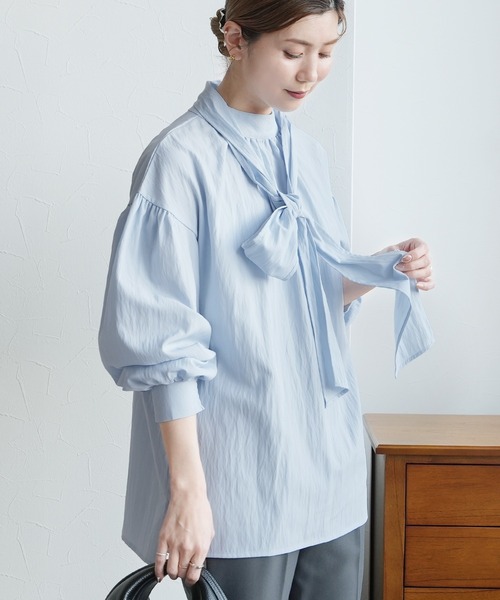 reca(レカ)の「ボウタイ付きギャザーブラウス(シャツ/ブラウス・レディース・ブルー/ブラック/ホワイト・FREE)」の21枚目の写真