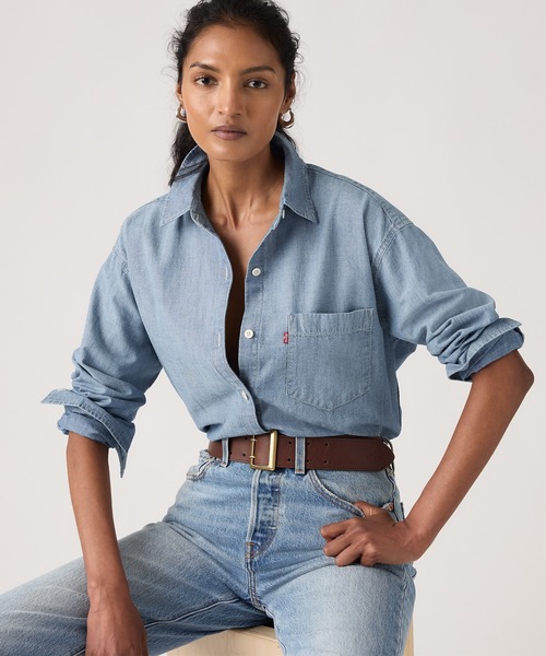 Levi's(リーバイス)の「Levi's/リーバイス ハーリー ボーイフレンドシャツ(シャツ/ブラウス・レディース・インディゴブルー・M/S/XS)」の1枚目の写真