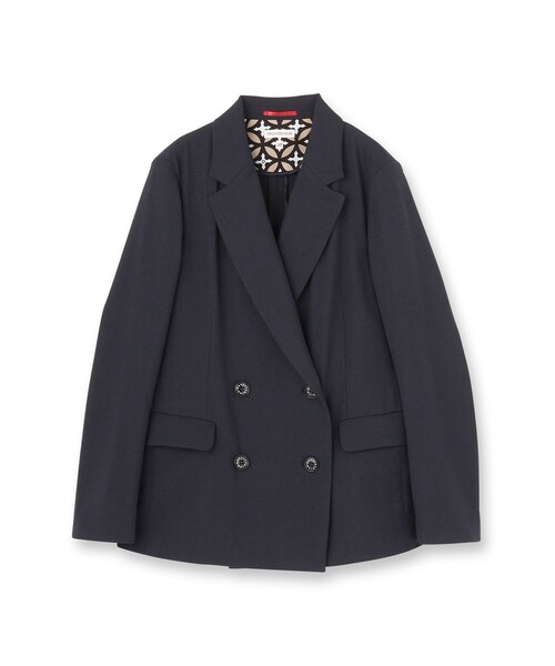 DRESSTERIOR（ドレステリア）の「【吸水速乾/セットアップ可】リネンブレンドオックスダブルジャケット（テーラードジャケット・レディース・ネイビー/ライトベージュ・34/36/38）」の5枚目の写真