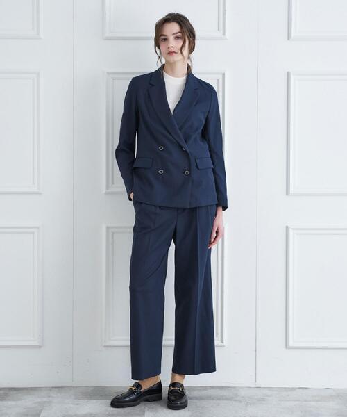 DRESSTERIOR（ドレステリア）の「【吸水速乾/セットアップ可】リネンブレンドオックスダブルジャケット（テーラードジャケット・レディース・ネイビー/ライトベージュ・34/36/38）」の12枚目の写真