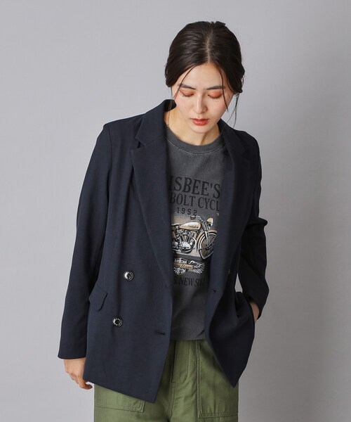 DRESSTERIOR（ドレステリア）の「【吸水速乾/セットアップ可】リネンブレンドオックスダブルジャケット（テーラードジャケット・レディース・ネイビー/ライトベージュ・34/36/38）」の18枚目の写真