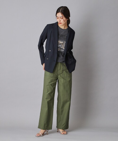 DRESSTERIOR(ドレステリア)の「【セットアップ可/吸水速乾/ウォッシャブル】リネンブレンドオックスダブルジャケット(テーラードジャケット・レディース・ネイビー/ライトベージュ・34/36/38)」の9枚目の写真