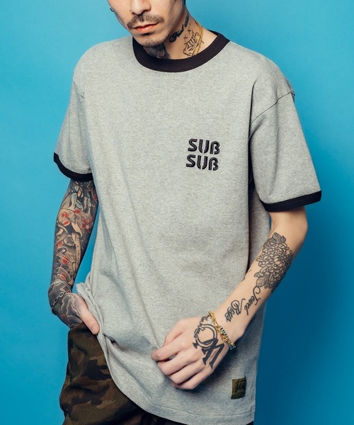 Subciety（サブサエティ）の「SUBSUB ringer tee（Tシャツ/カットソー・メンズ・ホワイト×ブラック/グレー系その他/ホワイト×ブルー・SMALL/MEDIUM/LARGE/X-LARGE/XX-LARGE）」の3枚目の写真