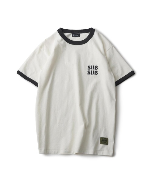Subciety（サブサエティ）の「SUBSUB ringer tee（Tシャツ/カットソー・メンズ・ホワイト×ブラック/グレー系その他/ホワイト×ブルー・SMALL/MEDIUM/LARGE/X-LARGE/XX-LARGE）」の4枚目の写真