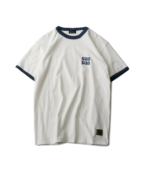 Subciety（サブサエティ）の「SUBSUB ringer tee（Tシャツ/カットソー・メンズ・ホワイト×ブラック/グレー系その他/ホワイト×ブルー・SMALL/MEDIUM/LARGE/X-LARGE/XX-LARGE）」の5枚目の写真
