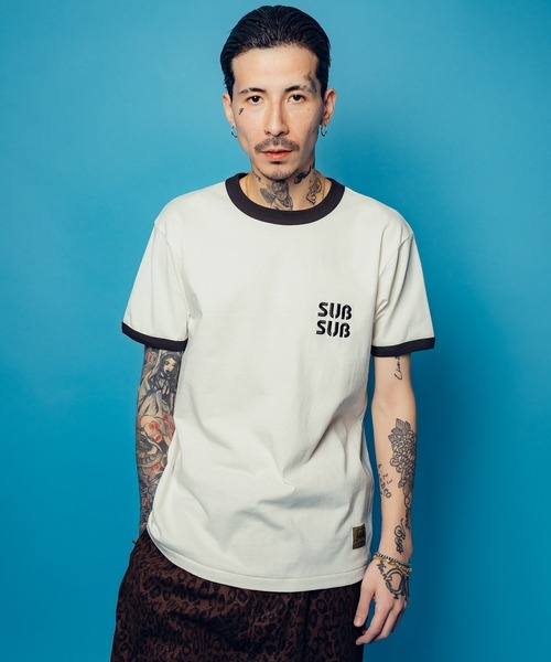 Subciety（サブサエティ）の「SUBSUB ringer tee（Tシャツ/カットソー・メンズ・ホワイト×ブラック/グレー系その他/ホワイト×ブルー・SMALL/MEDIUM/LARGE/X-LARGE/XX-LARGE）」の8枚目の写真
