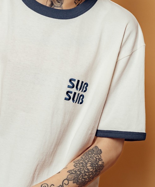 Subciety（サブサエティ）の「SUBSUB ringer tee（Tシャツ/カットソー・メンズ・ホワイト×ブラック/グレー系その他/ホワイト×ブルー・SMALL/MEDIUM/LARGE/X-LARGE/XX-LARGE）」の11枚目の写真