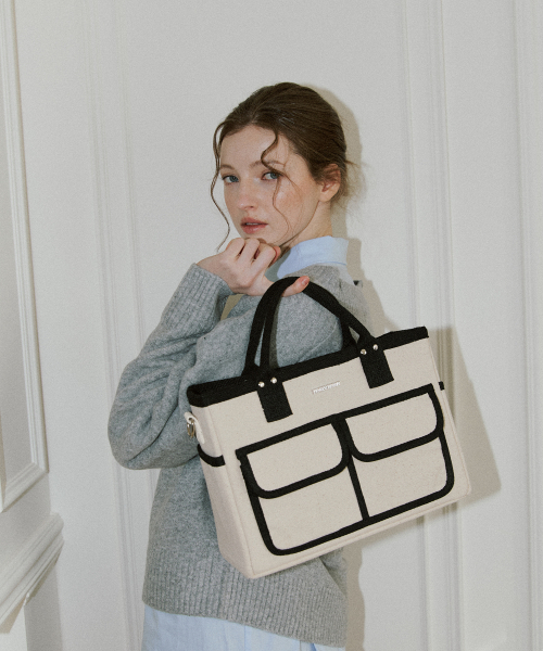 MUCH BAG キャンバスバッグ - アイボリー ミディアム 単品