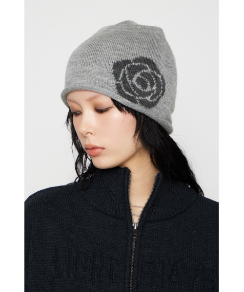 LAGUA GEM(ラグアジェム)の「ROSE JACQUARD ビーニー(ニットキャップ/ビーニー・レディース・ブラック/グレー・FREE)」の11枚目の写真