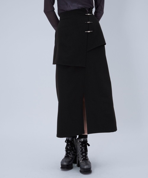 HARE（ハレ）の「KANAGチャイナナロースカート(HARE)（スカート・レディース・ブラック/ボルドー・FREE）」の2枚目の写真