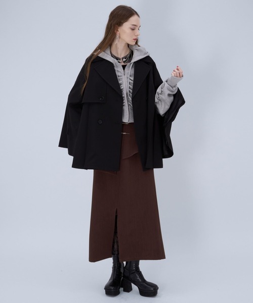 HARE（ハレ）の「KANAGチャイナナロースカート(HARE)（スカート・レディース・ブラック/ボルドー・FREE）」の6枚目の写真