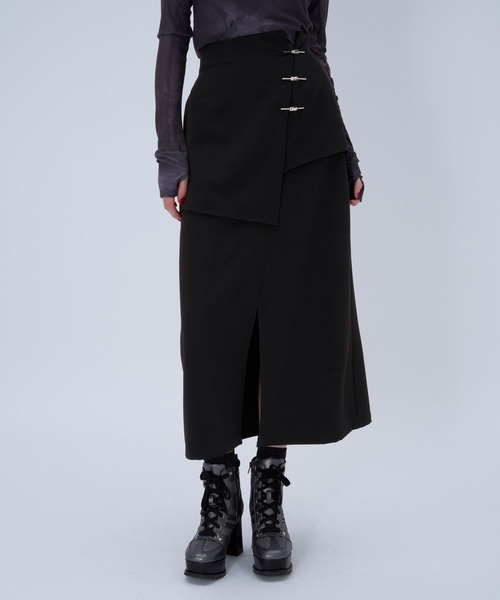 HARE（ハレ）の「KANAGチャイナナロースカート(HARE)（スカート・レディース・ブラック/ボルドー・FREE）」の7枚目の写真