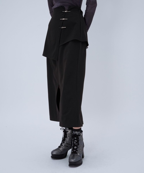 HARE（ハレ）の「KANAGチャイナナロースカート(HARE)（スカート・レディース・ブラック/ボルドー・FREE）」の9枚目の写真