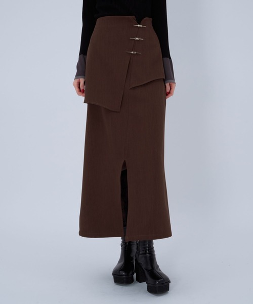 HARE（ハレ）の「KANAGチャイナナロースカート(HARE)（スカート・レディース・ブラック/ボルドー・FREE）」の10枚目の写真