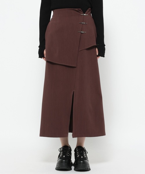 HARE（ハレ）の「KANAGチャイナナロースカート(HARE)（スカート・レディース・ブラック/ボルドー・FREE）」の11枚目の写真