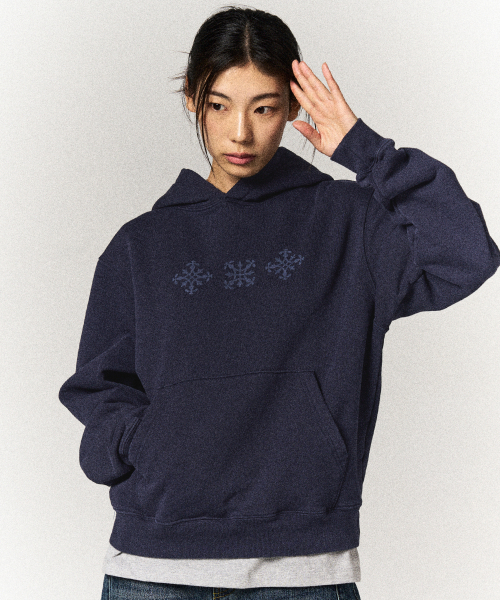 SLOWACID（スローアシッド）の「ブリーチドシンボルフードパーカー[ネイビー]（パーカー・レディース・その他・SMALL/MEDIUM/LARGE/X-LARGE）」の2枚目の写真
