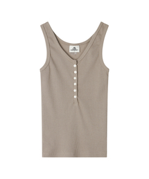 W) BUTTON SLEEVELESS BEIGE