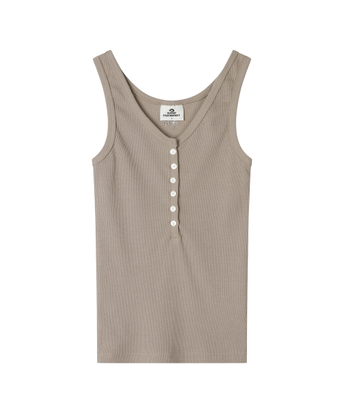 SUNDAY FRUIT MARKET(サンデーフルーツマーケット)の「W) BUTTON SLEEVELESS BEIGE(Tシャツ/カットソー・レディース・その他・ONE SIZE)」の1枚目の写真