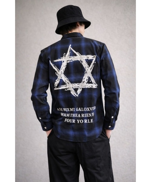 Bling Leads(ブリングリーズ)の「【Blss】【Bling Leads】バックプリント チェック柄シャツ(シャツ/ブラウス・メンズ・ブラック/レッド/ブルー/グリーン・FREE)」の4枚目の写真