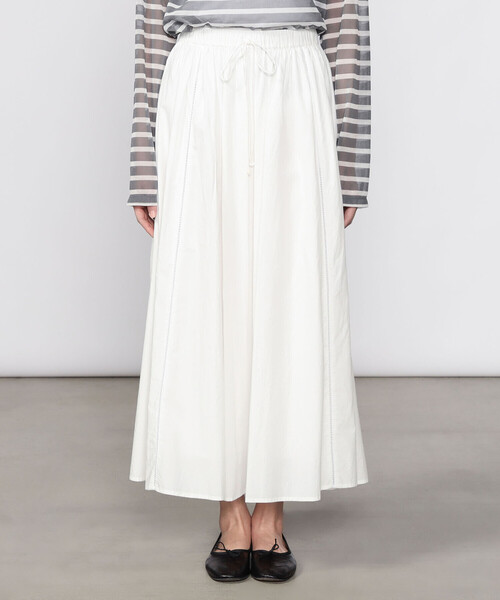 Bshop（ビショップ）の「INDIA INDUSTRY | コットンポプリン ギャザースカート WOMEN（スカート・レディース・オフホワイト/ピンク系その他/ブラック・1）」の11枚目の写真