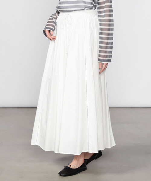 Bshop（ビショップ）の「INDIA INDUSTRY | コットンポプリン ギャザースカート WOMEN（スカート・レディース・オフホワイト/ピンク系その他/ブラック・1）」の10枚目の写真