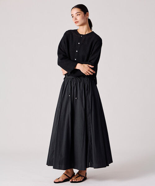 Bshop（ビショップ）の「INDIA INDUSTRY | コットンポプリン ギャザースカート WOMEN（スカート・レディース・オフホワイト/ピンク系その他/ブラック・1）」の6枚目の写真