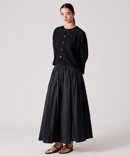 Bshop（ビショップ）の「INDIA INDUSTRY | コットンポプリン ギャザースカート WOMEN（スカート・レディース・オフホワイト/ピンク系その他/ブラック・1）」の7枚目の写真