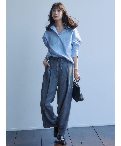 anuans(アニュアンス)の「ウールリボンベルトパンツ(その他パンツ・レディース・グレー・M/S)」の3枚目の写真