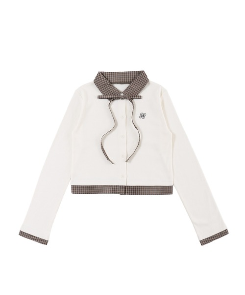 PHILLY（フィリー）の「チェックドッキングリブカーディガン（Tシャツ/カットソー・レディース・グレー/ブラック/アイボリー・FREE）」の15枚目の写真