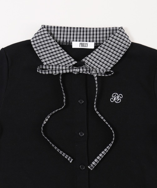 PHILLY（フィリー）の「チェックドッキングリブカーディガン（Tシャツ/カットソー・レディース・グレー/ブラック/アイボリー・FREE）」の18枚目の写真
