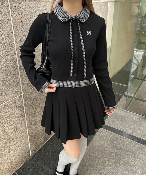 PHILLY（フィリー）の「チェックドッキングリブカーディガン（Tシャツ/カットソー・レディース・グレー/ブラック/アイボリー・FREE）」の5枚目の写真