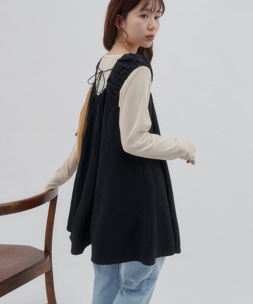 DISCOAT（ディスコート）の「【umm.】肩ギャザーリボンチュニック（シャツ/ブラウス・レディース・オフホワイト/ブラック・FREE）」の19枚目の写真