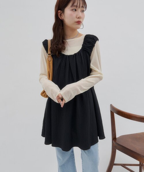 DISCOAT（ディスコート）の「【umm.】肩ギャザーリボンチュニック（シャツ/ブラウス・レディース・オフホワイト/ブラック・FREE）」の20枚目の写真