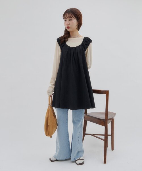 DISCOAT（ディスコート）の「【umm.】肩ギャザーリボンチュニック（シャツ/ブラウス・レディース・オフホワイト/ブラック・FREE）」の21枚目の写真