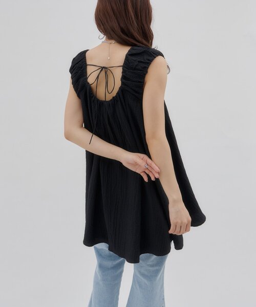 DISCOAT（ディスコート）の「【umm.】肩ギャザーリボンチュニック（シャツ/ブラウス・レディース・オフホワイト/ブラック・FREE）」の14枚目の写真