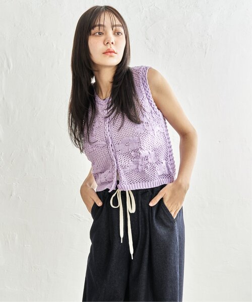 notch.（ノッチ）の「フラワー透かし編みベスト（ベスト・レディース・パープル/オフホワイト/グレー・M）」の3枚目の写真