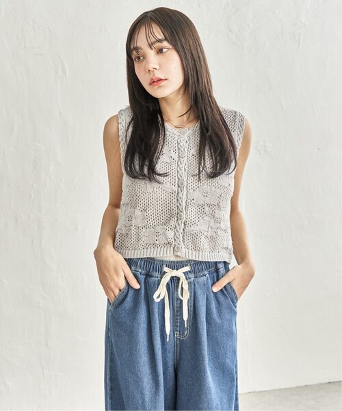 notch.（ノッチ）の「フラワー透かし編みベスト（ベスト・レディース・パープル/オフホワイト/グレー・M）」の2枚目の写真