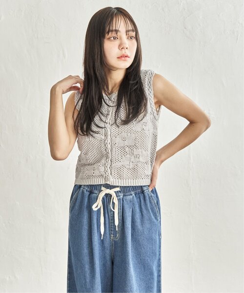 notch.（ノッチ）の「フラワー透かし編みベスト（ベスト・レディース・パープル/オフホワイト/グレー・M）」の18枚目の写真