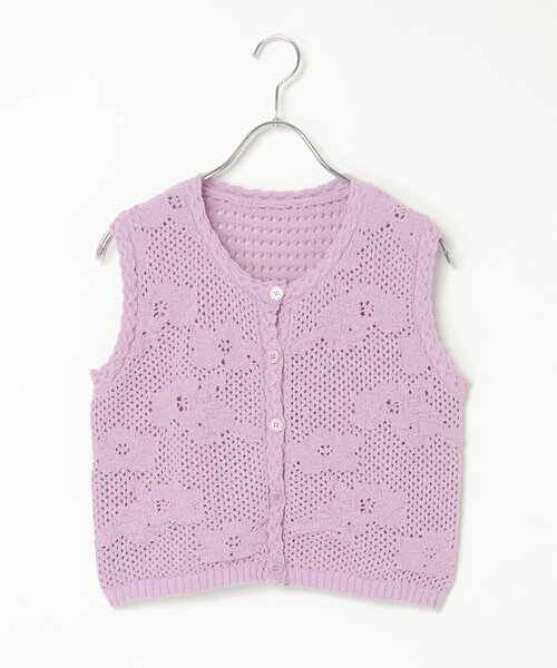 notch.（ノッチ）の「フラワー透かし編みベスト（ベスト・レディース・パープル/オフホワイト/グレー・M）」の4枚目の写真