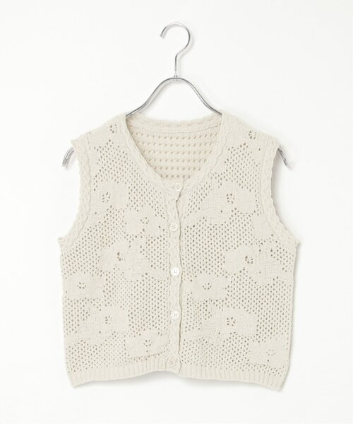notch.（ノッチ）の「フラワー透かし編みベスト（ベスト・レディース・パープル/オフホワイト/グレー・M）」の6枚目の写真