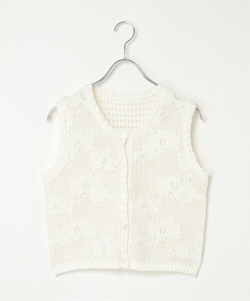 notch.（ノッチ）の「フラワー透かし編みベスト（ベスト・レディース・パープル/オフホワイト/グレー・M）」の7枚目の写真