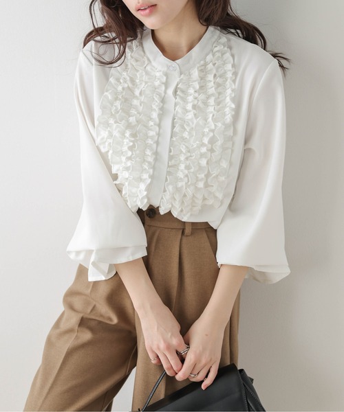 セール】胸元フリルブラウス（シャツ/ブラウス）｜AMELY（エミリー）の