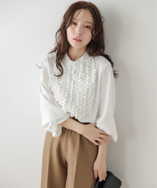 セール】胸元フリルブラウス（シャツ/ブラウス）｜AMELY（エミリー）の