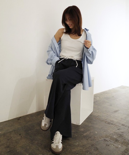 Reurie'（レウリィ）の「ダブルウエストスウェットパンツ (chihiro select) / カジュアル ベーシック ノームコア 韓国 シンプル バイカラー 配色（スウェットパンツ・レディース・ライトグレー/ネイビー・FREE）」の19枚目の写真