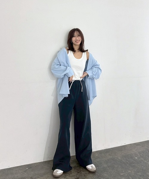 Reurie'（レウリィ）の「ダブルウエストスウェットパンツ (chihiro select) / カジュアル ベーシック ノームコア 韓国 シンプル バイカラー 配色（スウェットパンツ・レディース・ライトグレー/ネイビー・FREE）」の18枚目の写真