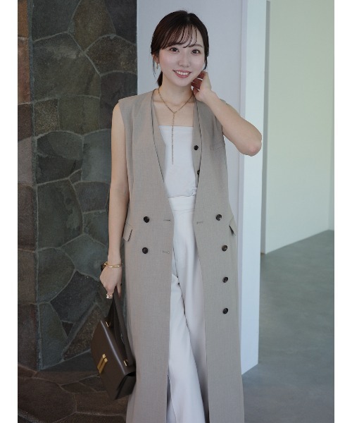 anuans（アニュアンス）の「レイヤードジレワンピース（ワンピース・レディース・ベージュ/ネイビー/グレー・MEDIUM/SMALL）」の6枚目の写真